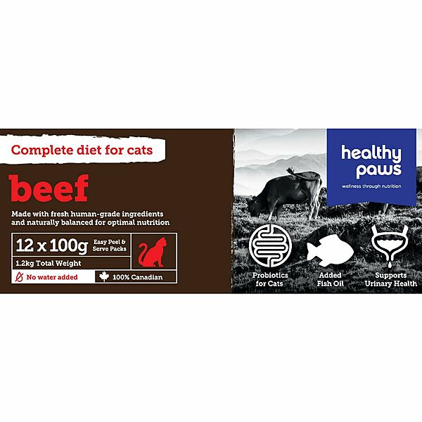 Healthy Paws Complete Beef Dinner Raw Cat Food