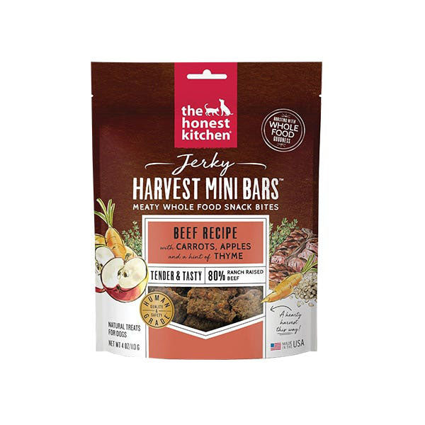 The Honest Kitchen Jerky Harvest Mini Bars - Beef Recipe with Carrots & Apples Dog Treats
