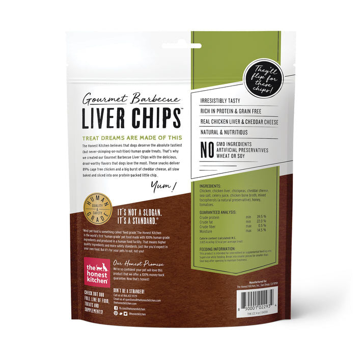The Honest Kitchen Gourmet BBQ Liver Chips - Chicken Liver & Cheddar Dog Treats