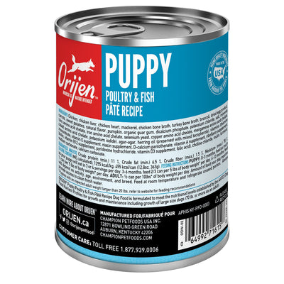 Orijen Tin Dog Puppy Poultry & Fish Pate Recipe