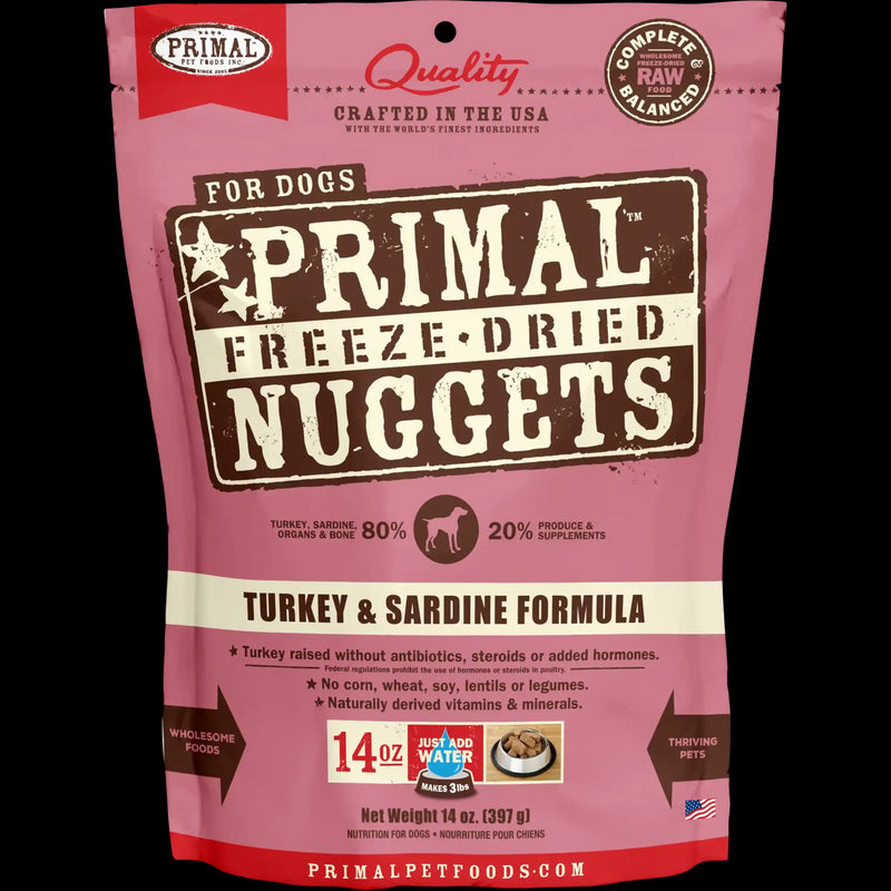 Primal Freeze-Dried Turkey & Sardine Nuggets for Dogs