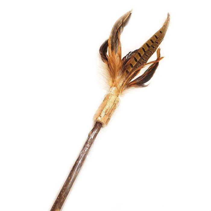 DefinePlanet Cat Peacock Feather on Silver Vine Wand