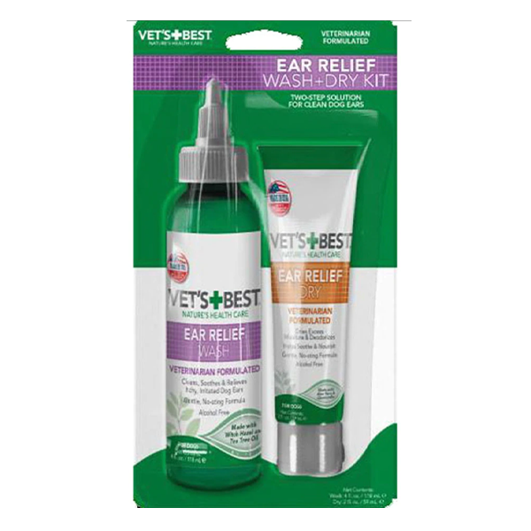 Vet Best Ear Relief Wash & Dry 2 Step Package