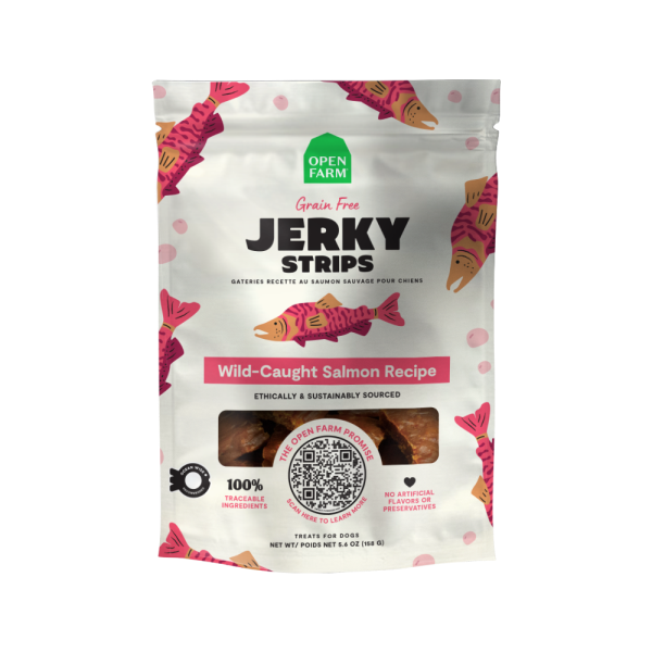 Open Farm Dog Treat GF Jerky Strips Salmon