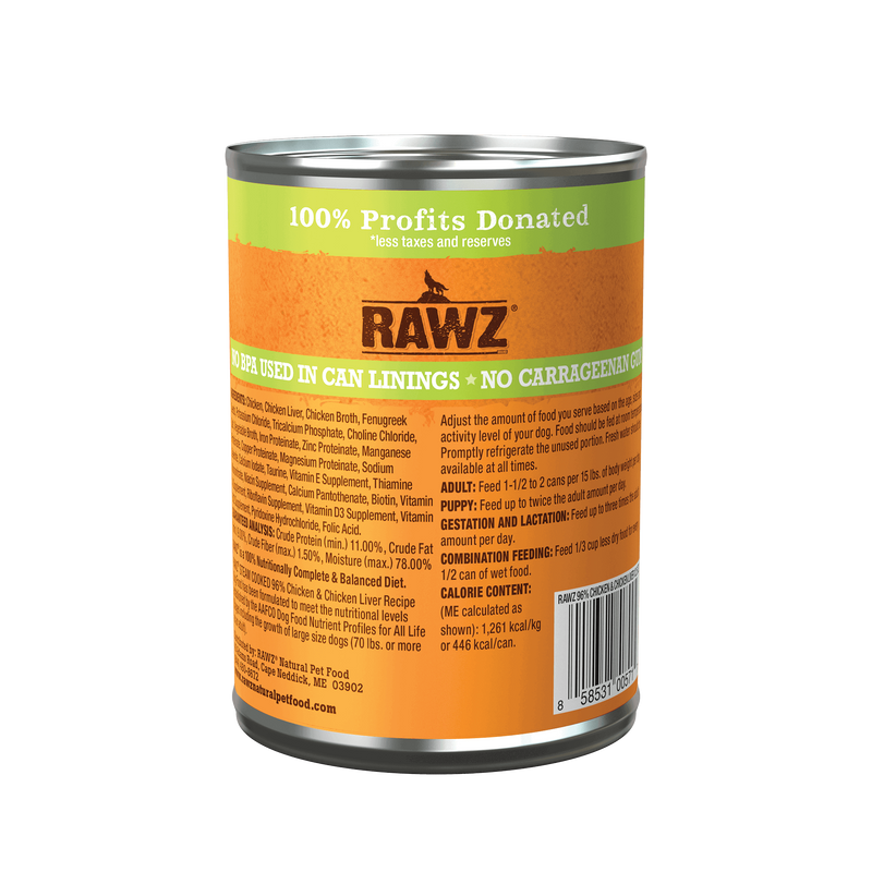 Rawz 96% Chicken & Chicken Liver Dog Food