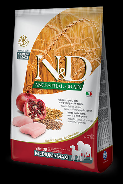 Farmina N&D Ancestral Grain Chicken & Pomegranate SENIOR Medium/Maxi