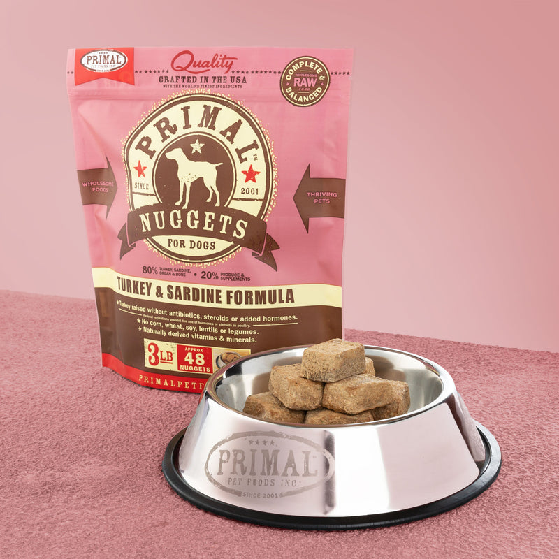 Primal Raw Frozen Turkey & Sardine Nuggets for Dogs